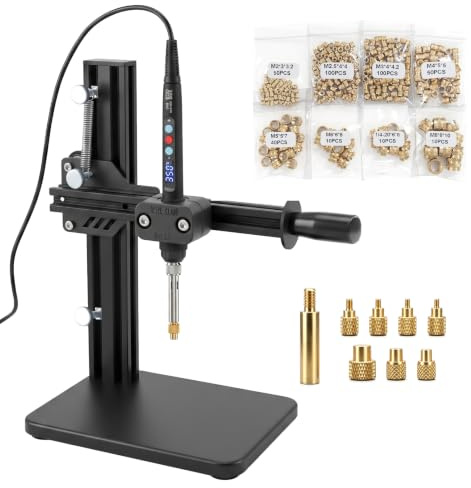 3DZWMAN Heat Set Insert Tool with 370PCS Threaded Inserts Brass Inserts 3D Printing,Heat Set Insert tip for Thread Knurled Nut M2/M3/M4/M5/M6(1/4)/M8