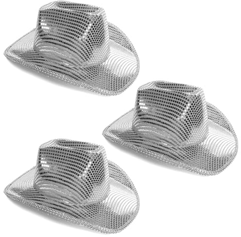 Speglad cowboyhatt – silver cowgirlhatt med reflekterande spegeleffekt – spegelbollskonsert vilda västern maskeraddräkt tillbehör