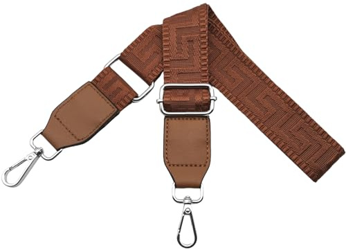 Correa para Bolsos Bandolera Correa de Hombro Ajustable para Mujer con Cuero, Reemplazo Correa Bolso con Mosquetón Plateado 3.8cm Anchura Bolsos Crossbody, Marrón Puro, T09