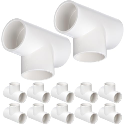 QWORK Set med 12 3-vägs T-rörkoppling, 25 mm (vit) 3-vägs PVC-rörkopplingskoppling, perfekt för växthus, vattenledningar, trädgårdsrör