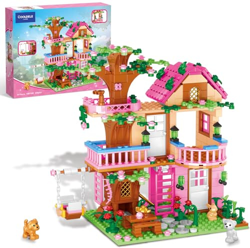 Cooldele Tree House Building Set for Girls, 558PCS STEAM Forest Treehouse Building Blocks Set with Animals, Birthday Gifts for Kids Girls Boys Ages 6 7 8 9 10 11 12+