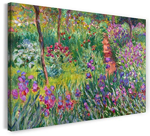 Printed Paintings Stampa su Tela (120x80cm): Claude Monet - Il Giardino Iris a Giverny