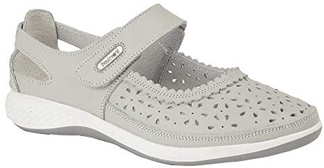 Boulevard DORRIT Womens Action Leather Wide Fit Shoes Light Grey
