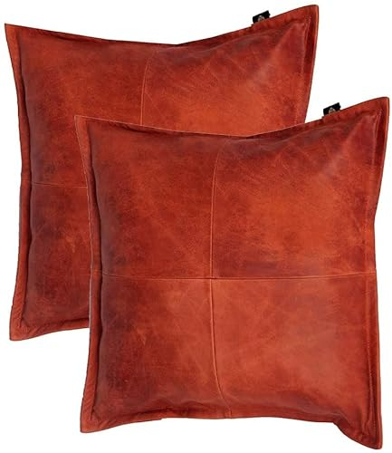 Ganloz Federa per cuscino in pelle di agnello – federa decorativa per cuscino per divano – per soggiorno e camera da letto, 40 x 40 cm, confezione da 2 pezzi, colore: arancione chiaro