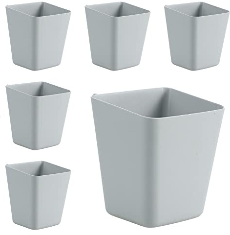6 Pack Hanging Cup Holders, Wall Organizers, Rolling Cart Accessories Hanging Pen Holders Storage Containers Hanging Buckets for Home Decor Office, Kitchen, Art & Craft Supplies Accessories (grey)