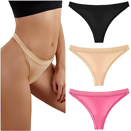 marysgift Women's G-Strings, Thongs & Tangas Brazilian Knickers Low Rise Panties 3 Pack T Back Underwear Gift for Girls (BB3,M UK 6 8)