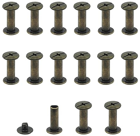JJWNMLL 15 Sets Chicago Screw Posts,M5*15mm Rivet Binding Screws Bronze | Metal Chicago Rivet Replacement Repair for Bags, Collar, Harness, Luggage, Purse, Dog Lead, Backpack, Belt