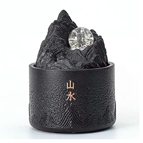 Indoor Tabletop Water Fountain Desktop Small Ceramic Fountain Circulation Flowing Fountain Ornaments Living Room Entrance Office Lucky Money Fountain with Rolling Ball Desktop water feature ( Color :