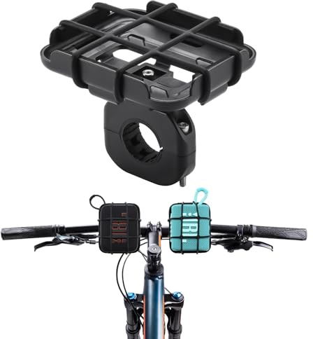 CBDYWVR Cykelfäste för JBL GO 4/GO 3/GO 2, bärbar högtalare metallfäste, justerbar remhållare med nätväska, kompatibel med JBL Go 2/Go3 (endast monter) (svart)