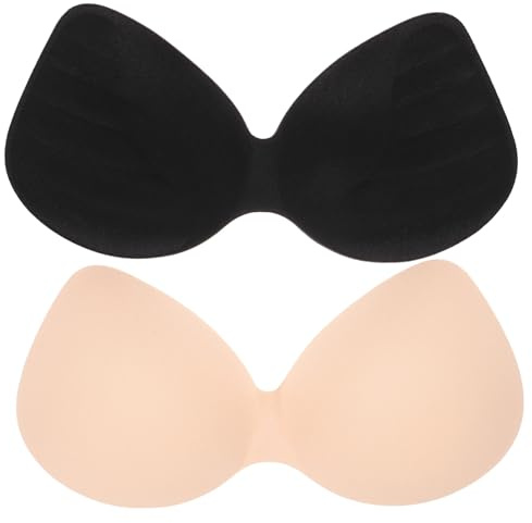 INOOMP 2pcs Women Sports Replacement Liners Thick Cushions Comfortable Inserts for Yoga Swimsuit Nursing Bras Removable Washable Breathable Pads Skin and Black Colors