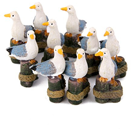 PawwJoy 10 statuette in miniatura di gabbiano fatato, per terrario, decorazione fai da te, bonsai, artigianato, muschio, paesaggio