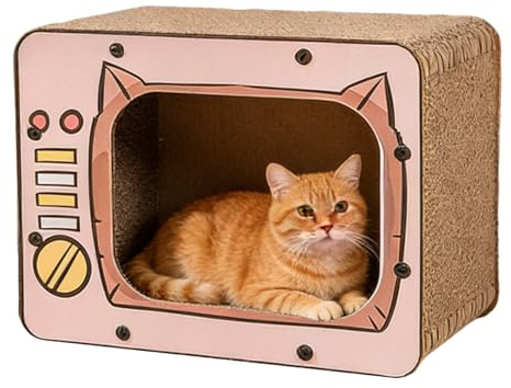Zetqhuu Casa De Cartón para Gatos - Accesorios Mascotas con Fondo Antideslizante | Grande Casa de Cartón para Rascar para Gatos,para Proteger Muebles Sofá Puerta Alfombra Y Entretenimiento De
