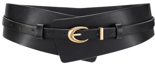 JASGOOD Ceinture Femme Large en Cuir Ceinture Robe Élégante 2-en-1 avec Ceinture Fine pour Costumes Robe