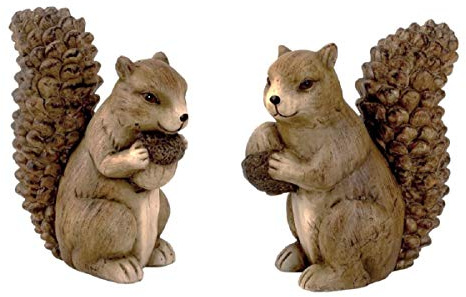 Geschenkestadl 2 Stück Eichhörnchen Figuren Nuss H 18 cm Dekofigur Garten Herbst Tierfigur Gartendeko