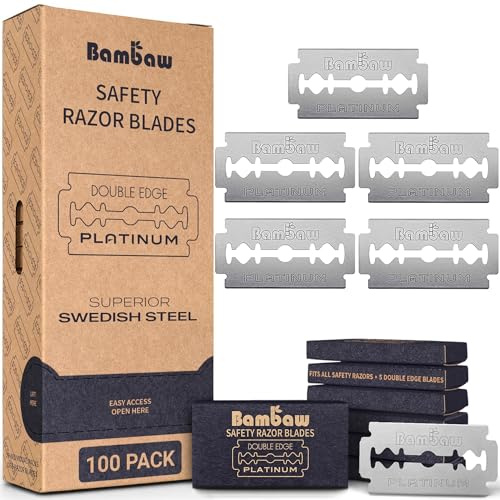Rasierhobel Klingen | 100 universale Rasierklinge - Vorrat für 18 bis 24 Monate | Damen & Herren für Hobel & Rasierer | Double Edge Safety Razor Blades | Bambaw