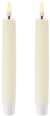 Piffany Copenhagen Uyuni Lighting Taper 2er Set LED Stabkerzen 2,3 x 15 cm Echtwachs Ivory - 6 Stunden Timerfunktion - Keine Brandgefahr, Keine Rußbildung und kein Geruch