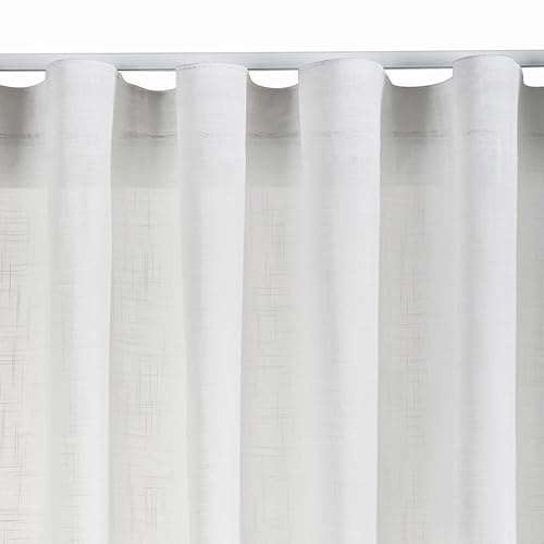 STORESDECO Tenda Trasparente XXL 3 Metri, Voile in Poliestere con Fettuccia, per Finestre e Porte, Filtro Luce, Design Moderno ed Elegante, Bianco 200x300 cm