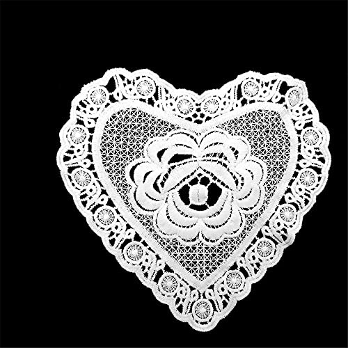 GIVBRO Tovaglietta in pizzo centrini sottobicchieri ricamati floreali da tavola tovagliette da sposa cuscino decorazione a forma di cuore