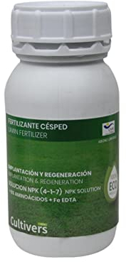 Engrais organique pour pelouse CULTIVERS 250 ml. Engrais liquide avec micronutriments et acides aminés. Engrais 100% biologique Pelouse plus verte, plus forte et plus dense.