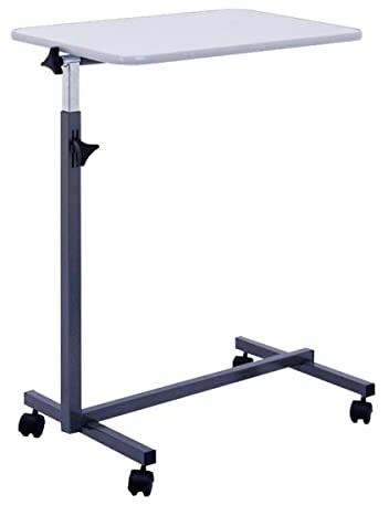 FabaCare Beistelltisch für Bett Nova, höhenverstellbarer Betttisch auf Rollen, mit FabaCare Easy To Clean Spezialversiegelung, Tisch mit Neigung, Grau