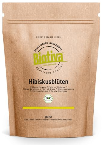 Hibiskusblüten Tee Bio 2000g (2x1kg) ganze Hibiskus Blüten aus Ägypten - ohne Zusätze - Durstlöscher - abgefüllt und kontrolliert in Deutschland - Biotiva
