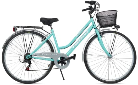 Bicicletta Donna da Passeggio Olanda Misura 28 Bici da città Vintage retrò con Cestino Tiffany Turchese Con Cambio