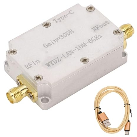 RF Wide Band Amplifier LNA 10M‑6Ghz Low Noise Amplifier High Gain SMA Female Connector for Radio