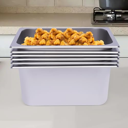 LoyaltyClivia 6 contenitori GN GastroNorm in acciaio inox, 1/2, 150 mm di profondità, per Chafing Dish, contenitori alimentari e resistenti al calore, adatti per Chafing Dish