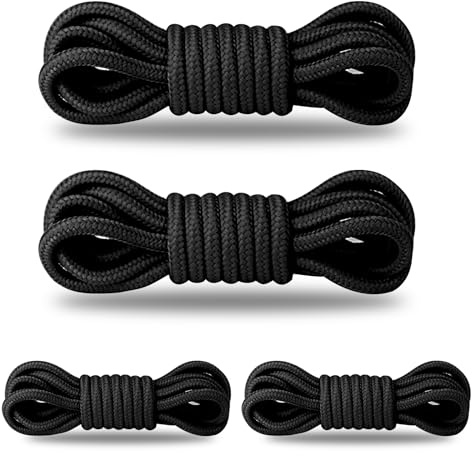 Lrocotanc 2 pares de cordones negros de 5 mm y 120 cm – Redondos para botas de montaña y calzado deportivo