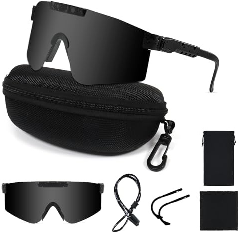 Homelyxe Lunette de Soleil Sport Polarisée Lunette Velo Homme Femmes UV400 Protection Lunette de Vitesse Réglable Lunette de Cyclisme pour Cyclisme Course à Pied Ski Golf Moto Noir