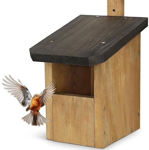 Waldfunk Halbhöhle Nistkasten für Rotkehlchen & Co. | Wetterfest & Massives Holz | Vogelhaus für Nischenbrüter | vollflächig imprägniert