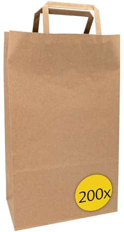 Idena 50064-200-Bolsas asa, 200 Unidades, 32 x 16 x 45 cm, Bolsas de Papel Kraft para Regalo, Paper, Multicolor, One Size