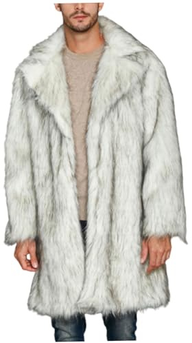 Abrigo de piel sintética para hombre Cuello vuelto grueso Abrigo de piel largo de invierno Moda cálida Estilo cárdigan Casual Retro Hippie Disco Fiesta Costo Tamaño XL