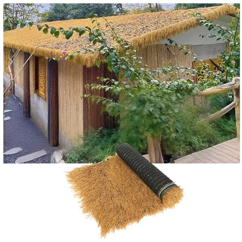 Techo de paja sintética para pabellones, fiestas en la playa y bares, paja artificial impermeable resistente al fuego para decoraciones de bricolaje, cubierta duradera para exteriores