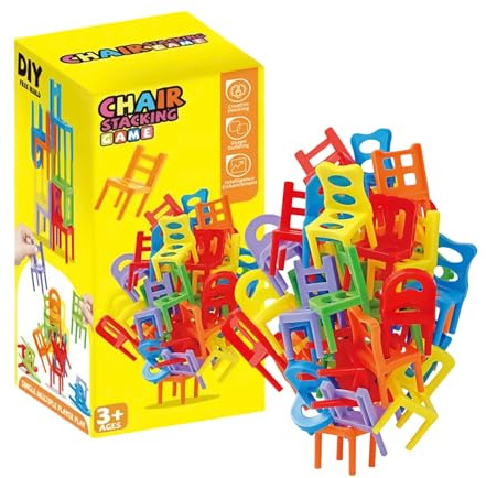 Generico Torre di Sedie Impilabili Gioco Impilabile, Sedie Equilibrate Giocattoli per Famiglie, Bilanciamento dei Giocattoli Giochi Scrivania per Bambini, Gioco di Società per la Famiglia