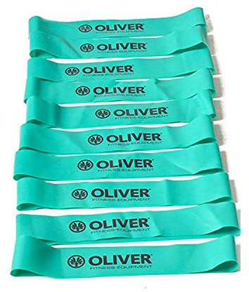 OLIVER – Fitnessbänder Rubber-O 10er Set Grün mit Widerstandsstufe Mittel – Resistance Bands Latex-Widerstandsbänder – Zugband Gummiband Sport für Krafttraining, Yoga, Gymnastik, Crossfit etc.