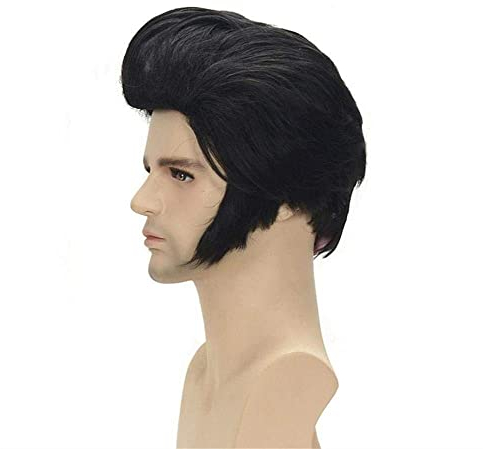 Topcosplay Herren Perücken Schwarz Kurze perücke Cosplay Halloween Kostüme Perücken Pompadour Perücke