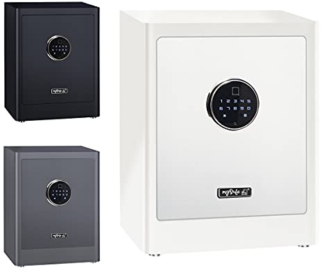 MySafe Premium 450 Coffre-fort électronique pour armoire | Code numérique & scan par doigt | Design moderne | Haute sécurité | Blanc