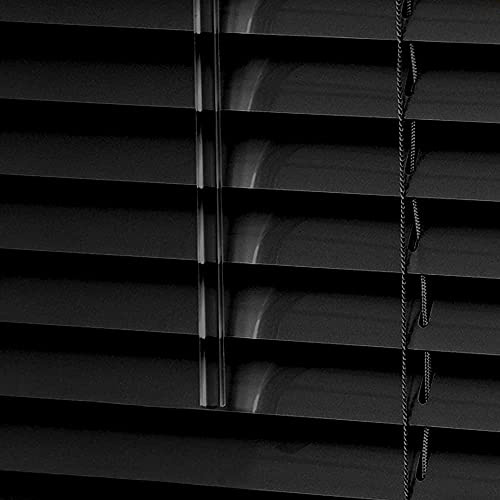Aluminium Metal Venetian Blinds Trimable Easy Fit 25mm Slat Home Office Silver,Black,White Colours (Black, 60 x 150 cm)