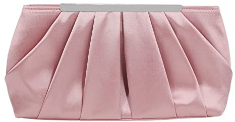 Jywmsc Carteras de Mano de Noche para Mujer Bolso de Noche Plisado Elegante de Satén Bolsos de Boda Plateados