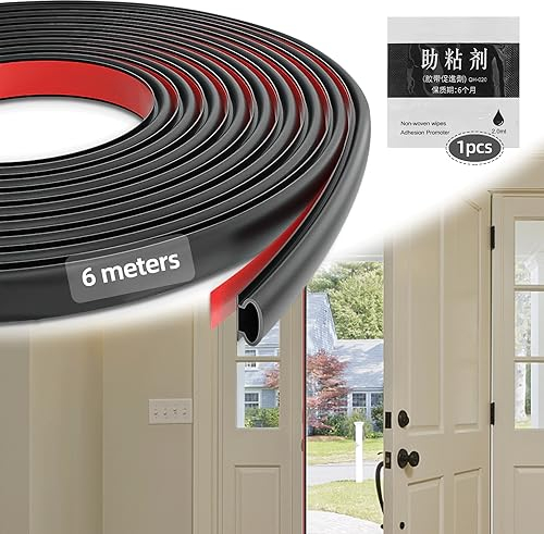 Fensterdichtung tür Dichtungsband Selbstklebend 6mx10mm Türdichtung Gummidichtung Dichtungsgummi Dichtungsstreifen Türdichtungen für Fenster Schalldämmung Windschutz
