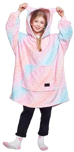 Catalonia Classy oversize huvtröja filt barn med ärmar, varm gosig filt present för flickor pojkar ungdomar, överdimensionerad fleece gosig tröja med huva fluffig filt att klä på sig