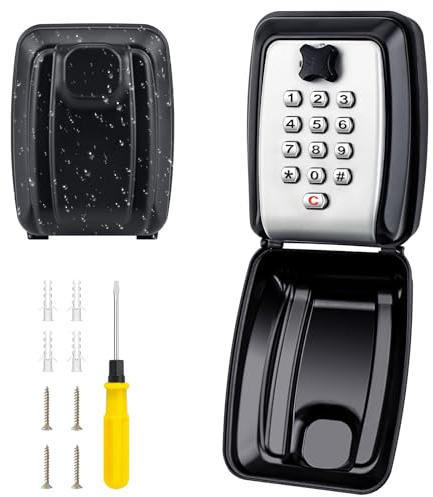 PAIRIER Schlüsseltresor mit Zahlencode Schlüsselkasten Aussen Groß Schlüsselschloss mit 12 Stellig Schlüsselsafe Wandmontage Schlüsselbox mit Wasserdicht Abdeckung für Haus, Garage, Büro, Schule