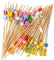 xutong 200 Piezas Palillos Decorativos para Aperitivos, Palos de Cóctel de Madera 12 cm Brochetas de Bambú para Frutas de Cóctel Adecuado para La Decoración de Alimentos y Bebidas