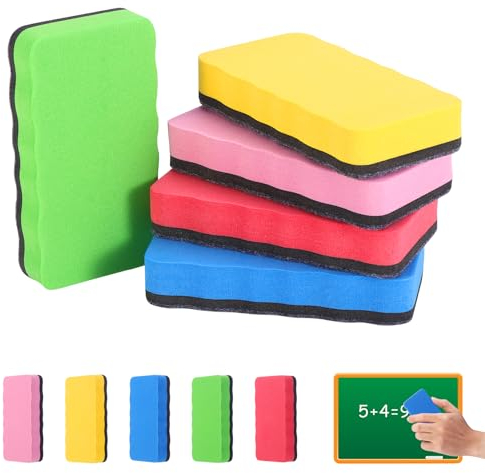 5 Stück Whiteboard Schwamm Magnetisch Set, Tafelwischer zur trockenen Entfernung von Schriften und Zeichnungen auf Tafeln, Abwaschbar und wiederverwendbar Whiteboard Eraser-Farbig