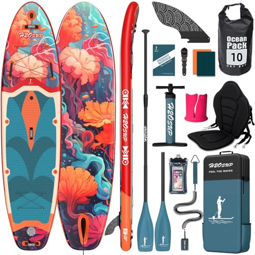 H2OSUP Tabla Paddle Surf Hinchable - Paddle Surf Hinchable para 2+1 Personas/Familia con Accesorios,Stand Up Paddleboard para Adultos & Todos los Niveles