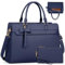 RAINSMORE Laptop Bags for Women 15.6 Inch Large Laptop Tote Bag PU Leather Ladies Laptop Handbag with Clutch Bag Water Resistant Work Bags for Business Office School Casual Blue