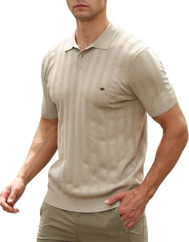 Suwangi Homme Manches Courtes Polo Tricoté Casual Polo Chemise Décontracté Été Polo Shirt