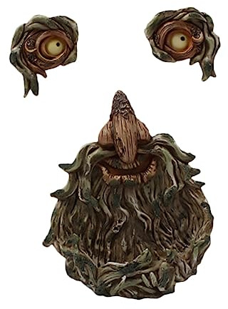 Toyvian Décoration de Jardin en Résine Lumineuse Visage Arbre Vieil Homme Suspendue avec Mangeoire à Oiseaux Café pour Extérieur Jardin Original et Créatif