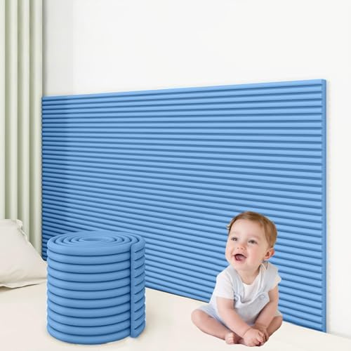 3D Anti-Collision Wall Cushion Padding, Peel and Stick Headboard Upholstered Wall Panels, Self-Adhesive Wall Panel for Bedroom/Living Room/Tatami/Playroom(Blue,5.9 x 78.7)